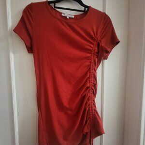 San Francisco Boutique Quebec Red Ruched T-Shirt Dress / Tunics - M